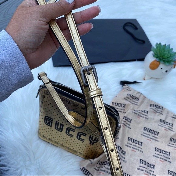 Gucci “Guccy” Black and Gold Crossbody - Picture 9 of 11